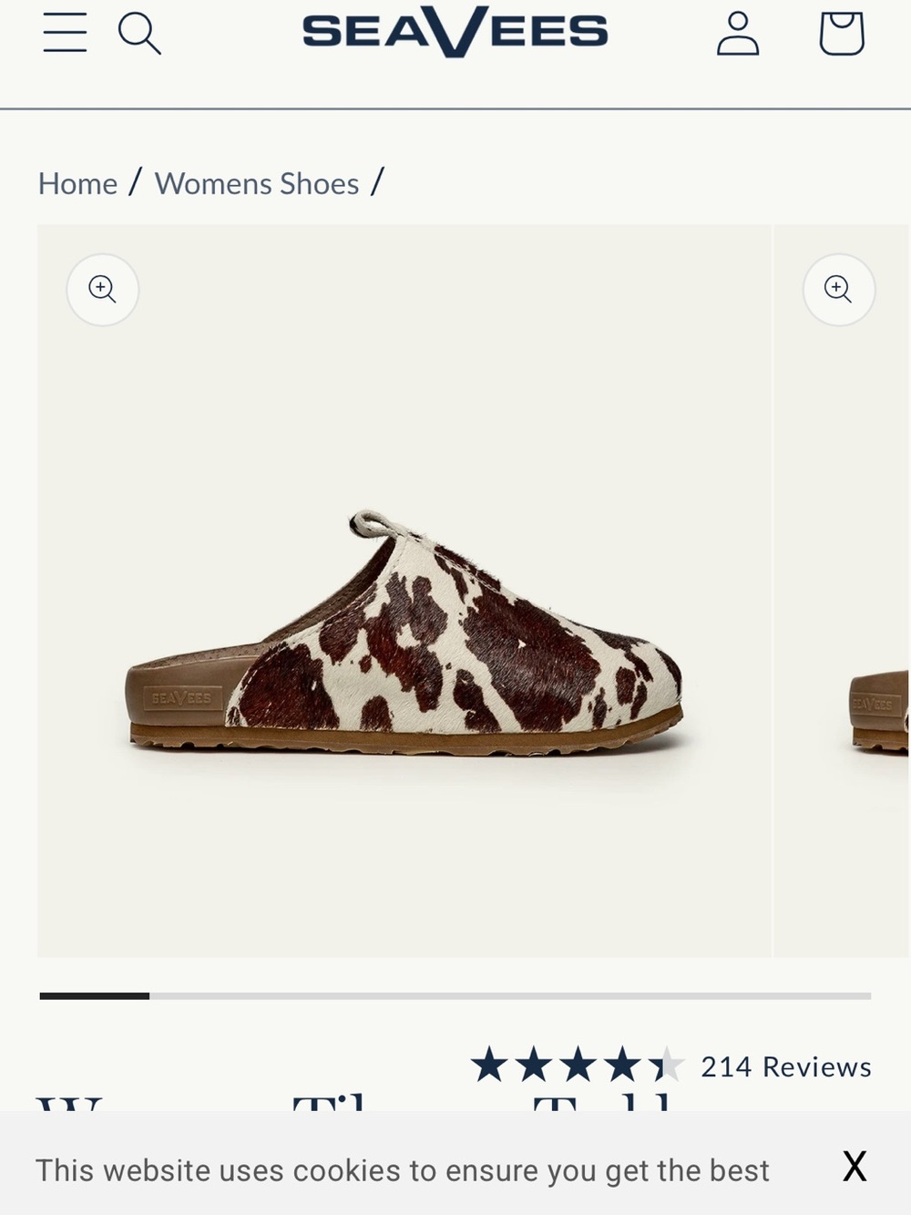 SeaVees Cow-Print Slip-On Mule in Brown and White Cow Print - Picture 2 of 9